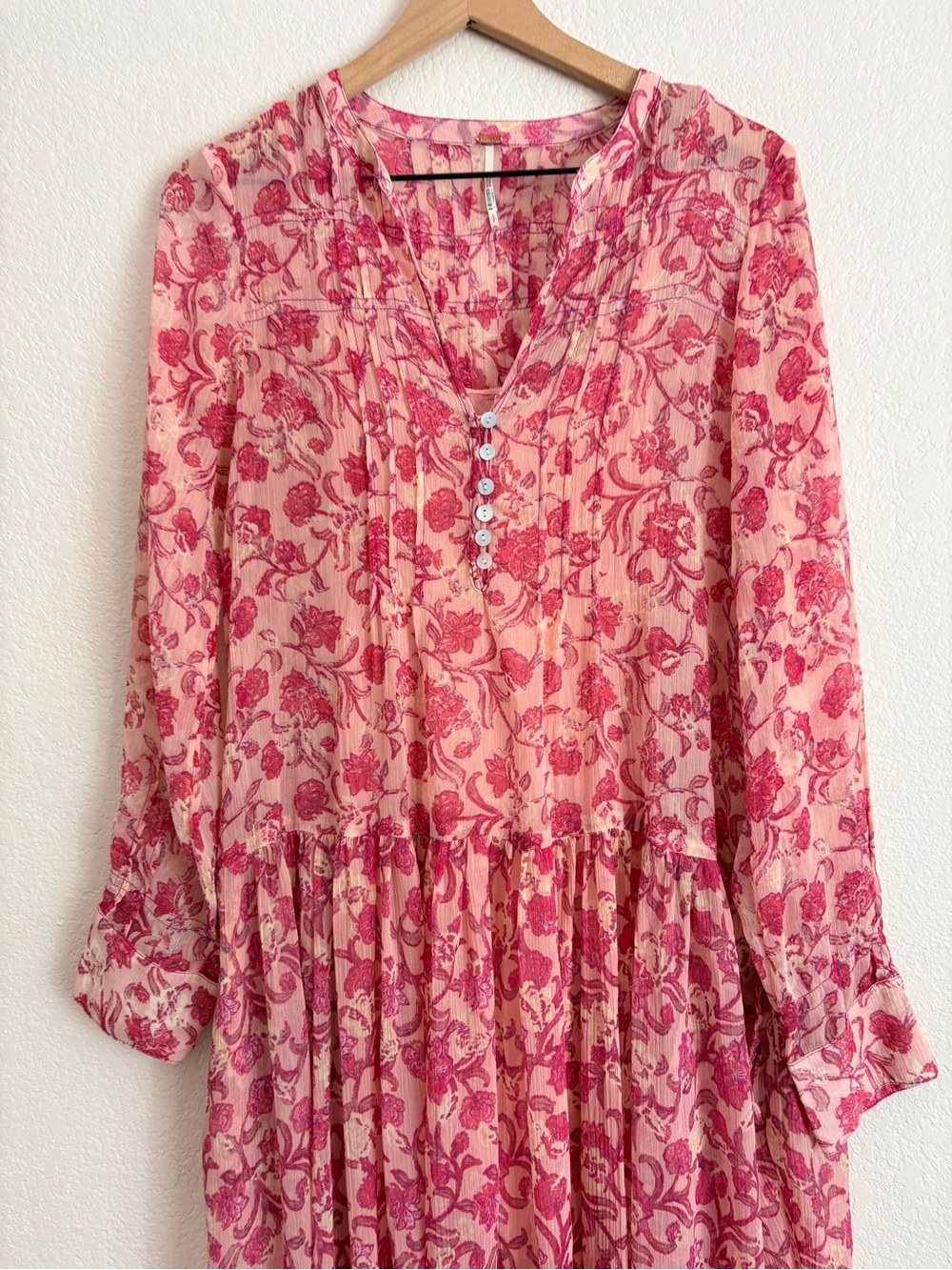 Free People See Through It Floral Maxi Dress in Rose